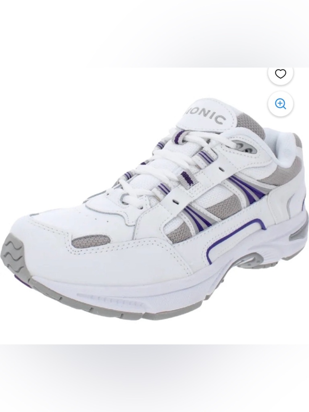 Vionic Walker Sneakers Womens White Purple Lace Up Shoes Comfort; Sz: 7.5; EUC